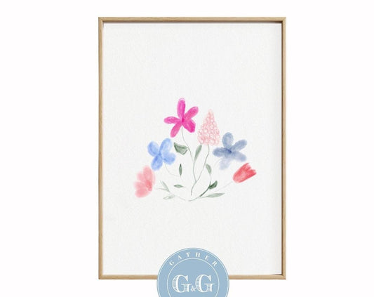 Hand Drawn Watercolor Floral Art – Digital Wall Art Download (8×10, 300 DPI)