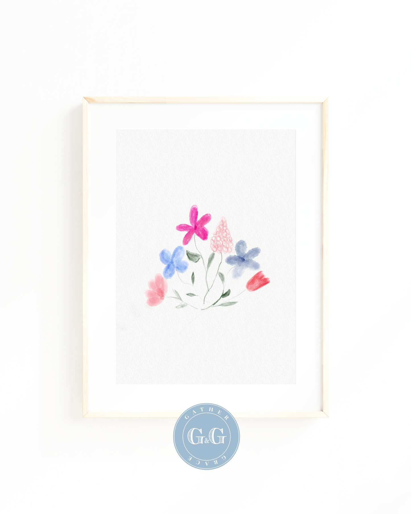 Hand Drawn Watercolor Floral Art – Digital Wall Art Download (8×10, 300 DPI)